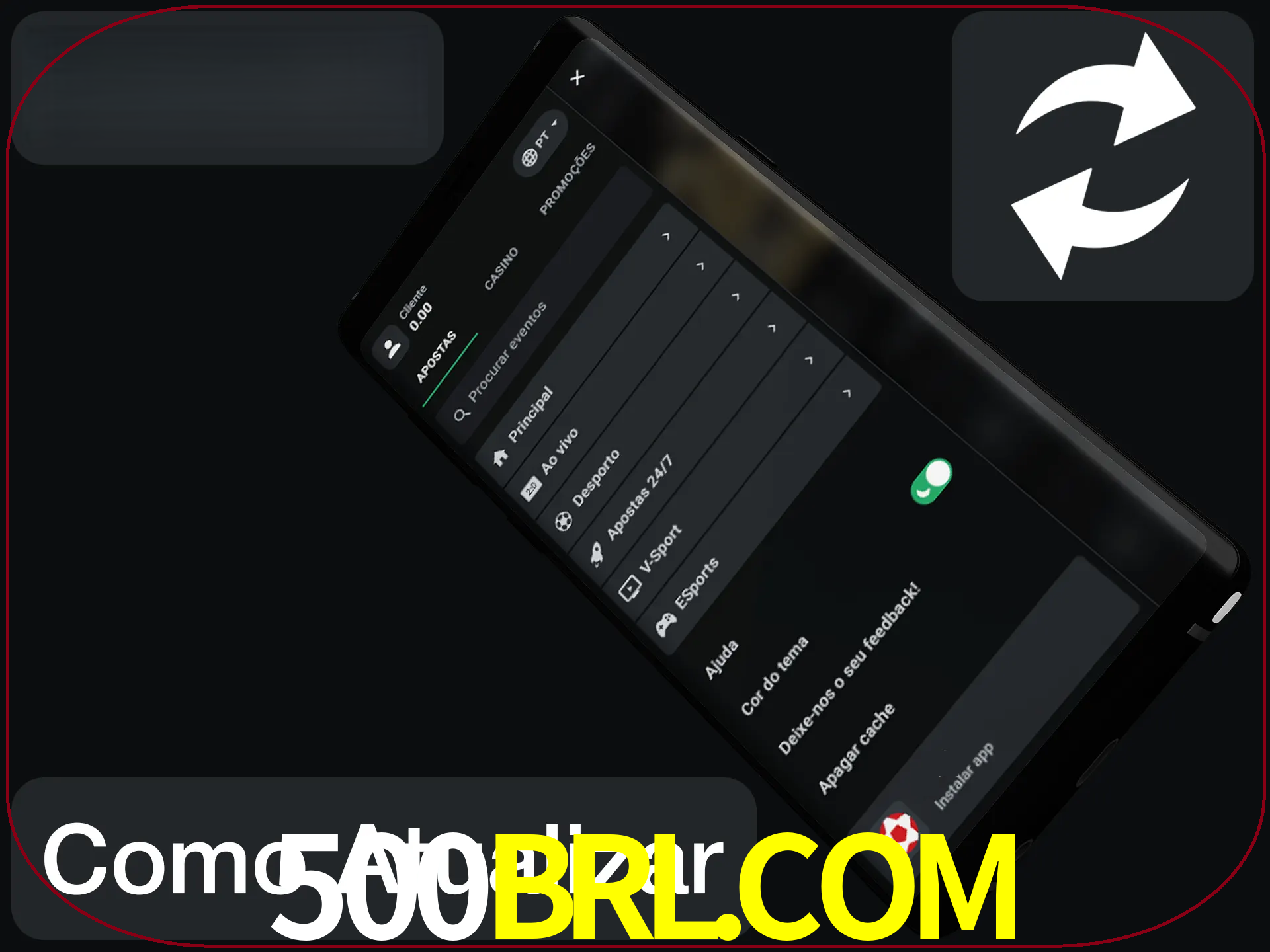 O aplicativo é atualizado automaticamente quando você faz o login.