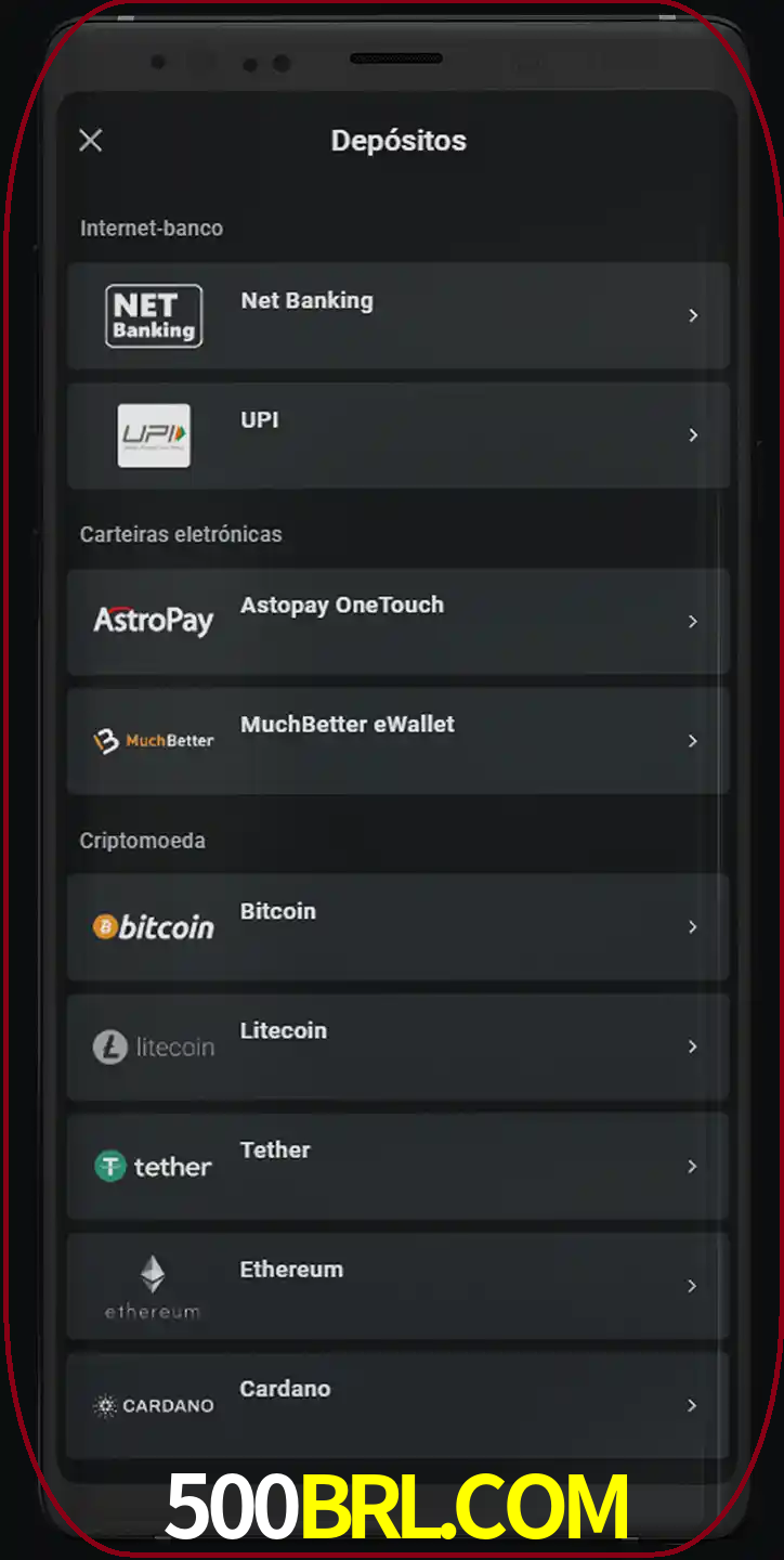 Você pode usar métodos alternativos de depósito.